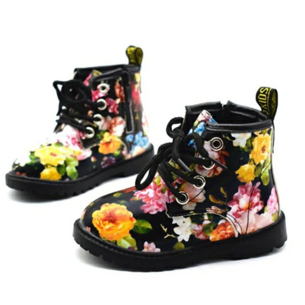 The Little Palace Dr. Marten Stlye Floral Boots